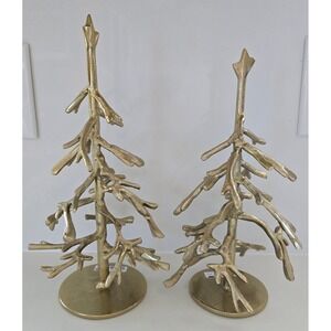 New Santa Barbara‎ Design Studio Gold Metal Christmas Trees Set of 2 Holiday